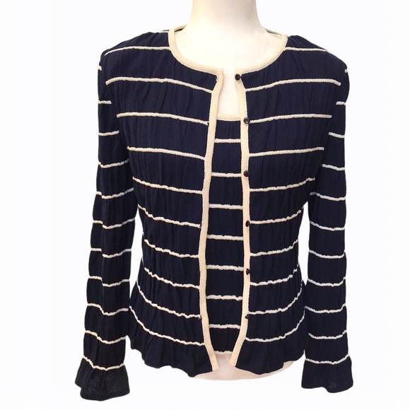 St. John Sweaters - St. John 56% Wool Striped Cardigan and Top Set - S